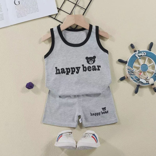 Zomer Set Kinderen: Katoenen Mouwloos Vest & Shorts met Leuke Prints
