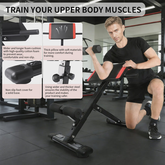 3-in-1 Multifunctionele Fitness Bank: Romeinse Stoel & Buiktrainer voor Full-Body Core Training
