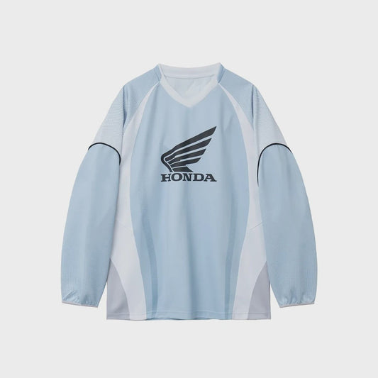 Honda Wielershirt Lange Mouw - Ademend V-hals Sportshirt voor Heren & Dames
