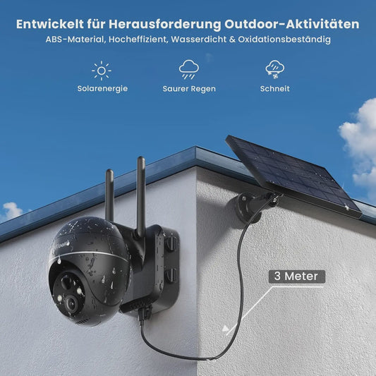 IeGeek 5MP Draadloze Buiten Camera met Solar Paneel, PTZ, PIR Bewegingsdetectie