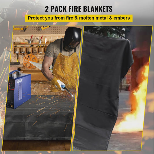 Set van 2 Branddekens - Lasdekens 8'x10' - Hittebestendig tot 1022°F / 550°C - Vlamdovend