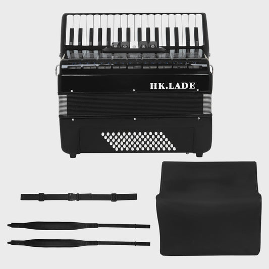 HK LADE Professionele Bayan Accordeon - Zwart, 34 Toetsen, 60/72 Bass, 5 Stemmig
