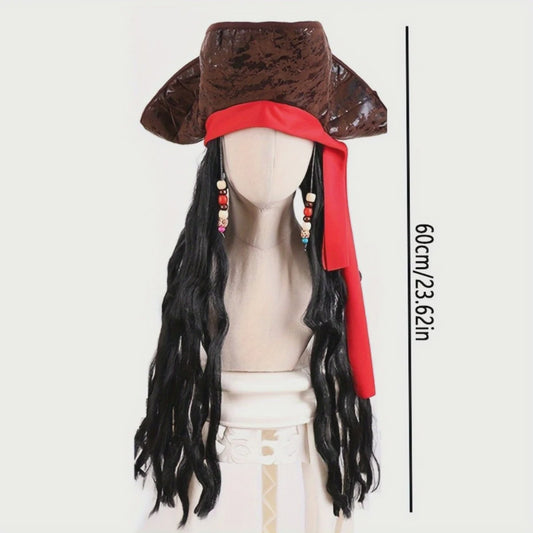 Zwarte Lange Krullende Pruik - Piratenkapitein Cosplay & Feest