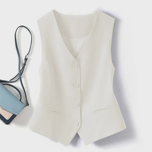 Stijlvol Dames Blazer Vest met Opstaande Kraag - Elegante Kantoor Outwear Lente/Herfst