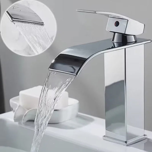 Moderne Waterval Kraan Zwart - RVS Wastafelkraan met Warm & Koud Water
