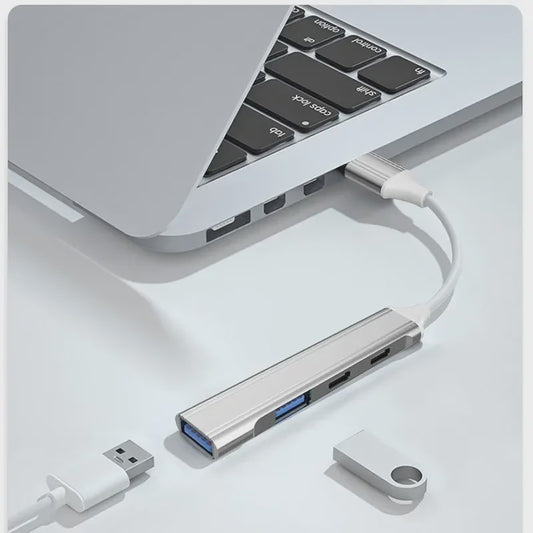 4-Poorts USB 3.0 Hub met Type-C Connector - Uitbreidingsadapter voor Laptop & Smartphone