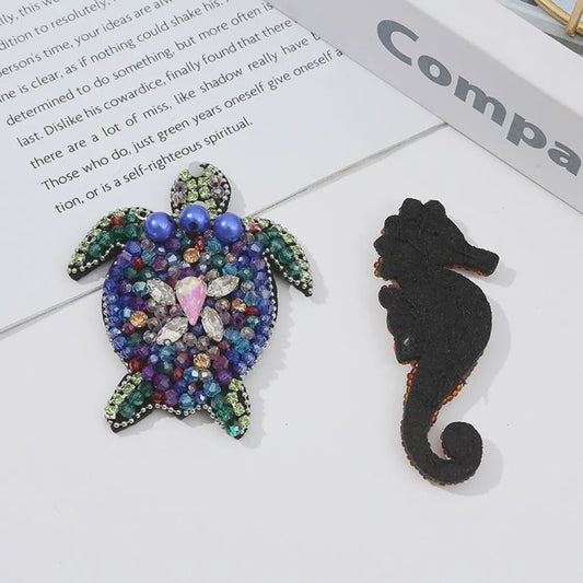 Handgemaakte Kralen Patches Zee Dieren - DIY Naaiaccessoires voor Kleding & Knutselprojecten