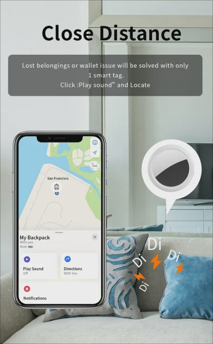 JSPTEC Mini Tracker: Waterdichte Bluetooth GPS Zoeker voor Sleutels, Huisdieren & Kinderen - Werkt met Apple Find My