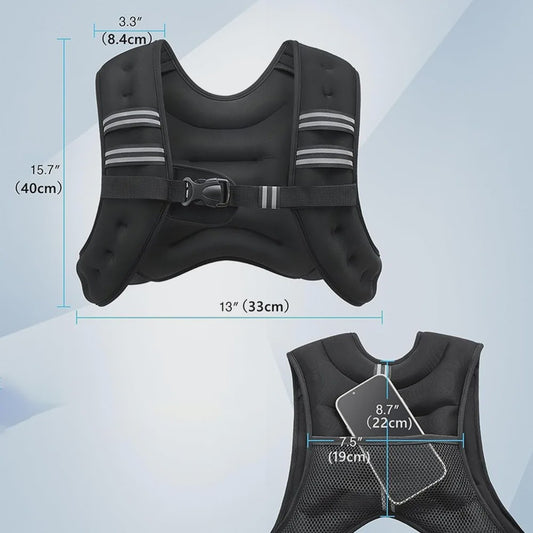 Verzwaarde Vest 5.4kg (12 Lbs) - Verstelbaar & Ademend voor Fitness, Yoga, Jogging