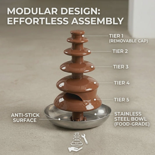 Draagbare Chocoladefontein Machine 6-Tier - Perfect voor Feestjes, Fruit Dips en Desserts