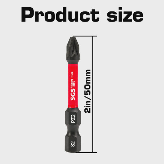 50mm Magnetische Schroefbit Set (10-delig) - S2 Staal - 1/4" Hex Shank