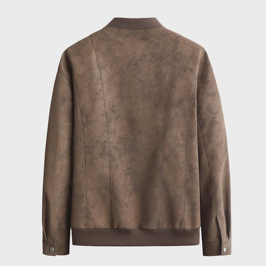 Herfst/Winter Heren Suède Bomberjack met Baseballkraag - Casual & Zakelijk