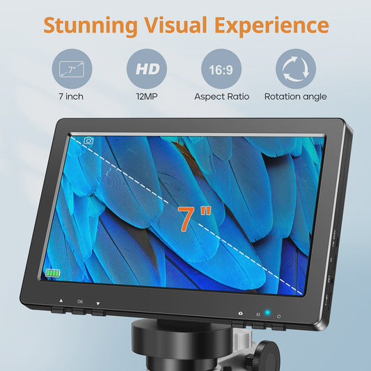 Hayve 7" HD Digitale Microscoop 1200x Zoom met 12MP Camera voor Reparatie & Hobby