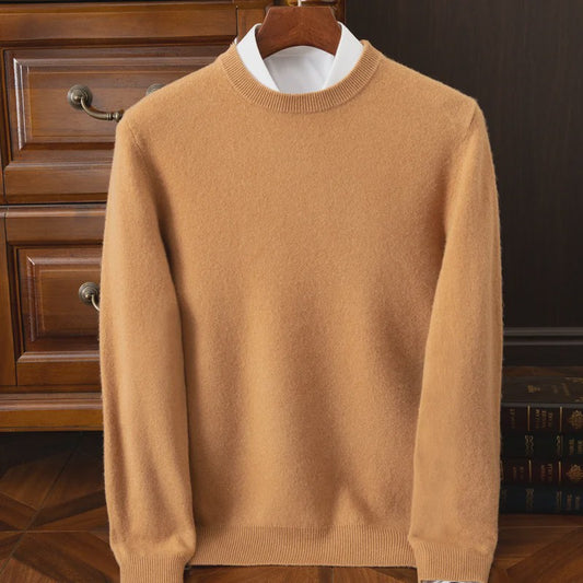 Heren Kasjmier Trui met Ronde Hals - Losse Pasvorm, Oversized - Herfst/Winter Collectie