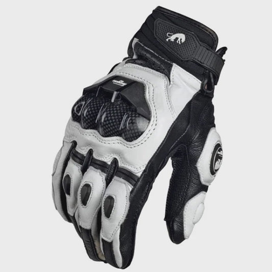 Supertech Motorhandschoenen Leer - 4 Seizoenen Race & Rijhandschoenen voor Heren en Dames (Zwart/Wit)