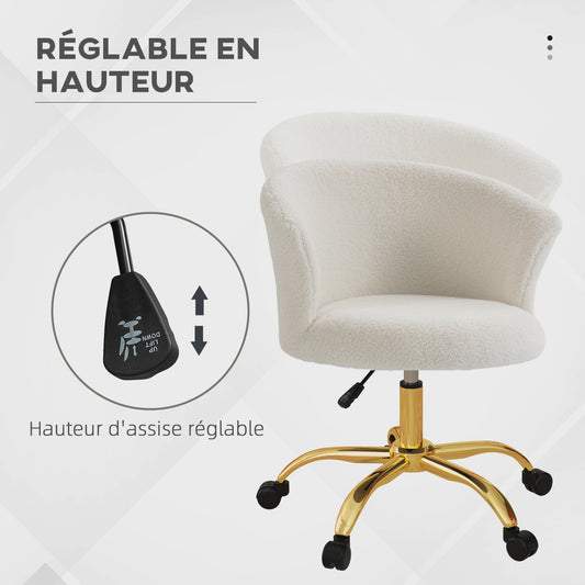 Ergonomic and comfortable desk Vinsetto, office chair desk, adjustable in height with steel piecing, White