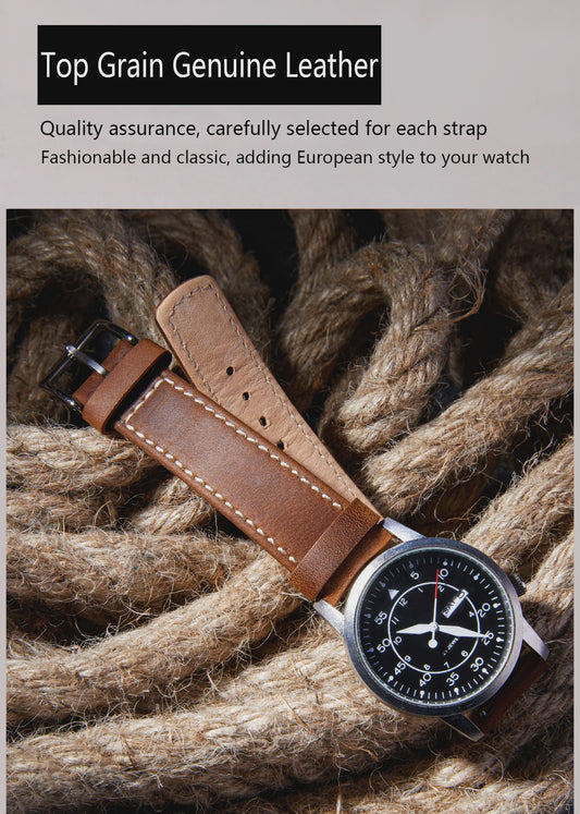 Top Grain Echt Lederen Horlogeband - 20mm/22mm Quick Release - Voor Heren, Dames & Samsung Galaxy Watch