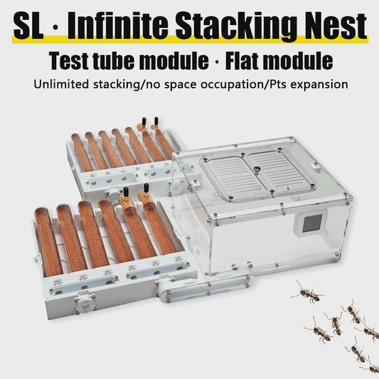 Ant Farm Nest SL256: 6-buizen 3D-geprint, oneindig stapelbaar mierenverblijf
