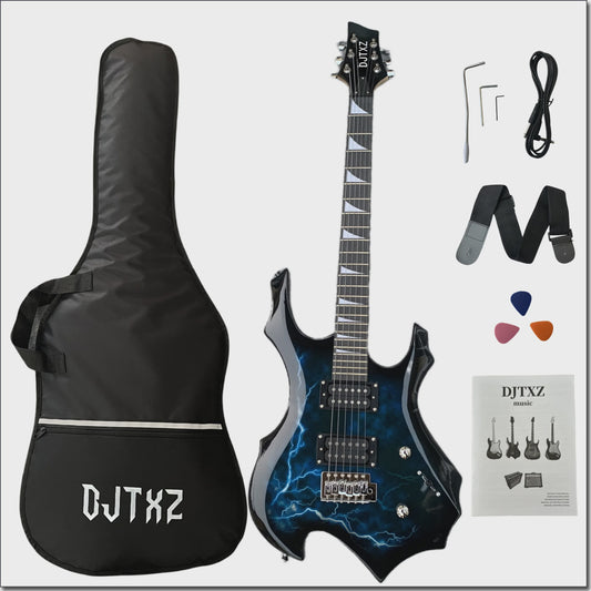 Elektrische Gitaar met Bliksemprint - Eye-Catcher voor Rockmuzikanten, Inclusief Pro Setup