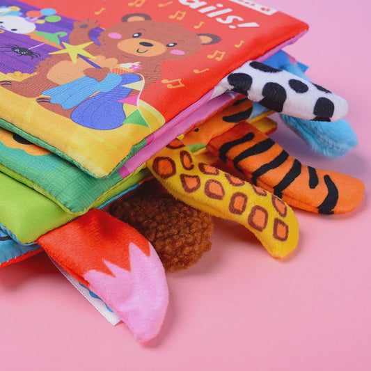 Interactief Stoffen Babyboek met Staartjes - Leerzaam en Veilig Speelgoed
