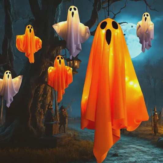 Halloween Hangende Spook met LED Verlichting - Spookachtige Decoratie voor Binnen en Buiten