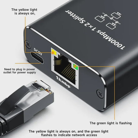 Gigabit Ethernet Switch Splitter 1x2, 1x3, 1x4 - 1000Mbps RJ45 LAN Netwerk Adapter