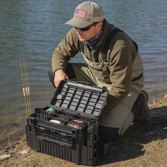 Waterdichte Vis Tackle Box met Hengelhouder - 2 Lagen Opbergorganizer