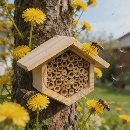 Houten Bijenhotel voor Tuin & Buiten - Natuurlijk Habitat voor Bijen, Vlinders & Insecten