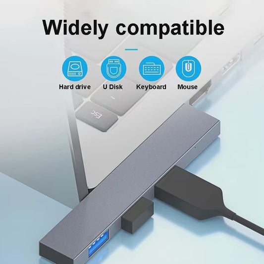 4-in-1 USB-C Hub met 60W PD Snelladen & USB 3.0 Poorten - Type C Adapter voor Laptop & Tablet