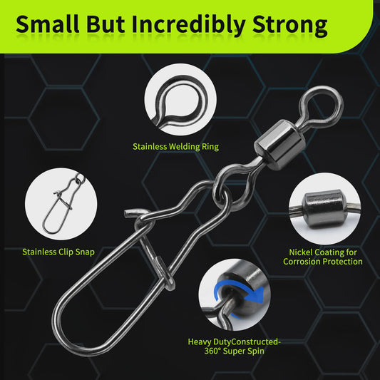 Duo-Lock Snap Swivels - Sterk Visgerei voor Zoutwater Visserij