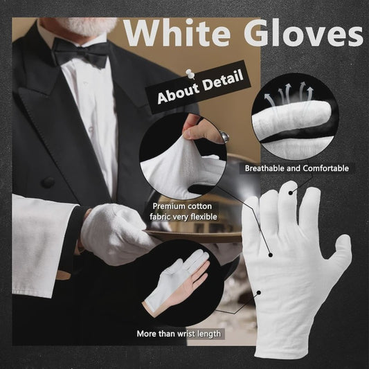 12 Paar Witte Katoenen Handschoenen - Cosmetica, Handverzorging & Bescherming