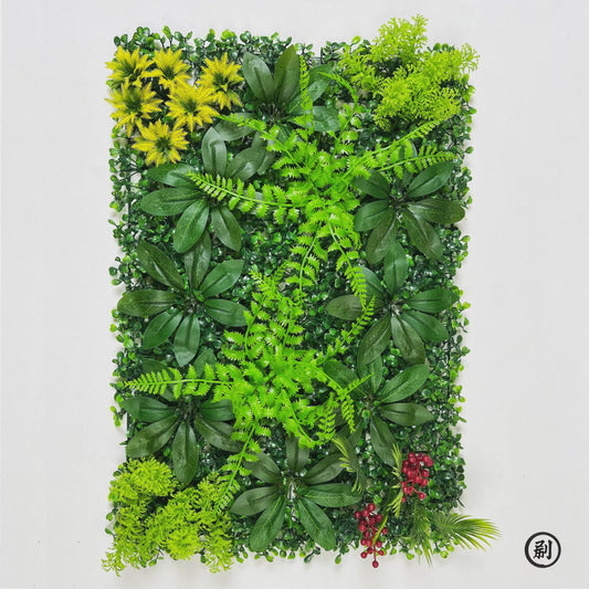 Kunstplant Muurpaneel Groen met Gras en Buxus - Decoratieve Privacy Schutting voor Buiten