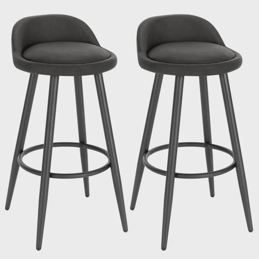 Set van 2 fluwelen barkrukken met voetensteun - Stijlvol en comfortabel voor keuken en bistro