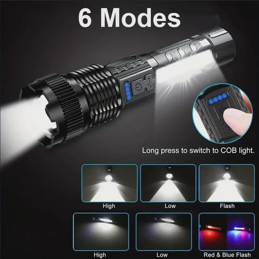Krachtige Oplaadbare LED Zaklamp Tactisch met Zoom & 6 Modi