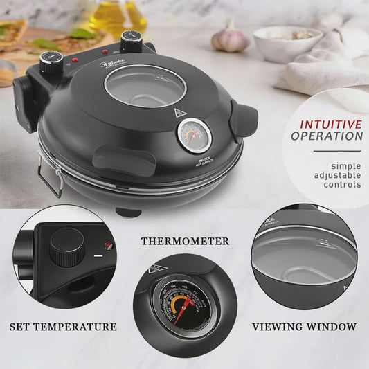 Elektrische Pizzaoven 12 Inch - 1200W met Keramische Steen & Precisie Temperatuurregeling tot 420°C