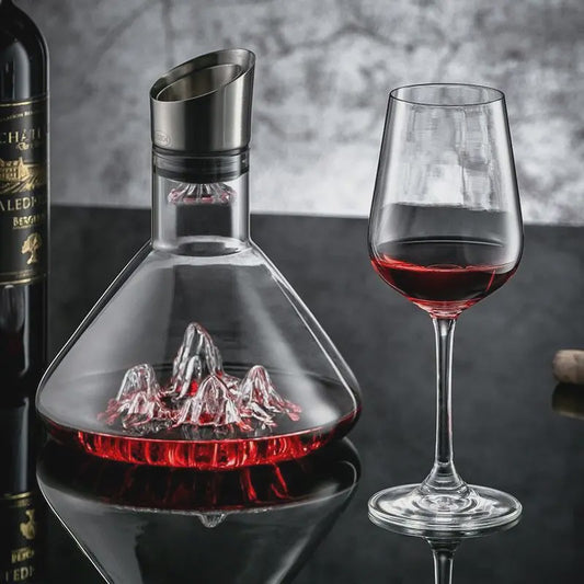 Luxe Kristallen Wijnkaraf 1500ML - Iceberg Design, Handgemaakt, Loodvrij, Wijnschenker & Dispenser