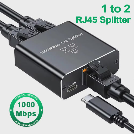 Gigabit RJ45 Splitter 1 naar 2 - 1000M Ethernet Netwerk Kabel Verlenging