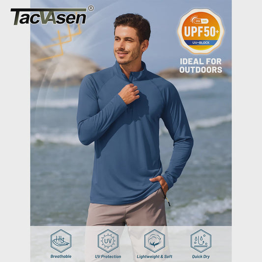 TACVASEN Heren UV Bescherming T-shirt Lange Mouw - UPF50+ Sneldrogend