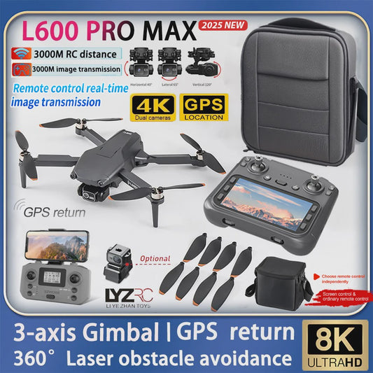 L600 Pro MAX Drone: 8K Camera, 3-Assige Gimbal, GPS & 360° Obstakelvermijding