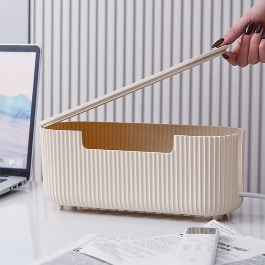 Stijlvolle Kabel Organizer Box met Deksel - Orde op Bureau en Werkplek