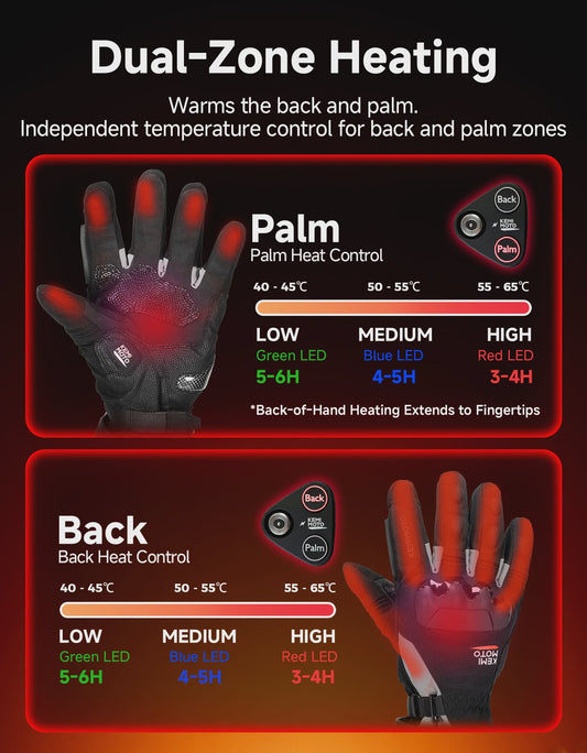 KEMIMOTO Verwarmde Motorhandschoenen - Waterdicht, Oplaadbaar & Warm voor de Winter