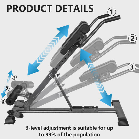 Opvouwbare Roman Chair & Hyperextension Bank - Fitnessapparaat voor Taille & Rugtraining (max 150kg)