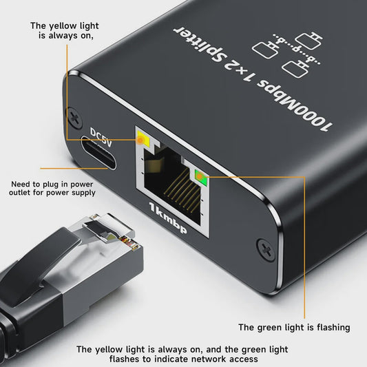 Gigabit Ethernet Splitter 1000Mbps - Breid uw netwerk uit naar 4 apparaten