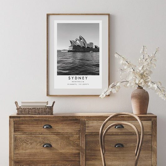 Minimalistische Poster Sydney Opera House - Canvas Wanddecoratie Australië & Nieuw-Zeeland