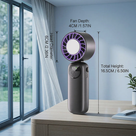 Draagbare Handventilator met IJskoeling: 120 Snelheden, LED Display & USB Oplaadbaar