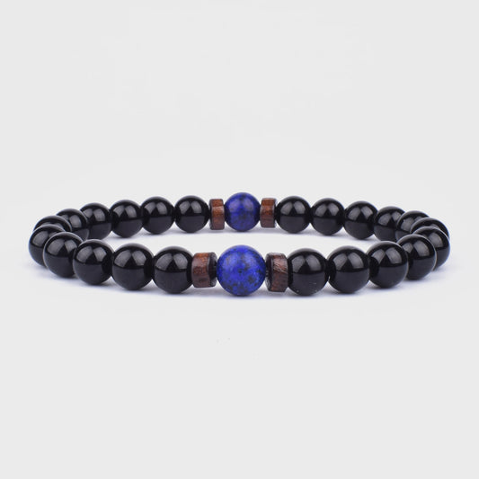 Natuursteen Armband Heren Dames - Lava & Hout Kralen 8mm
