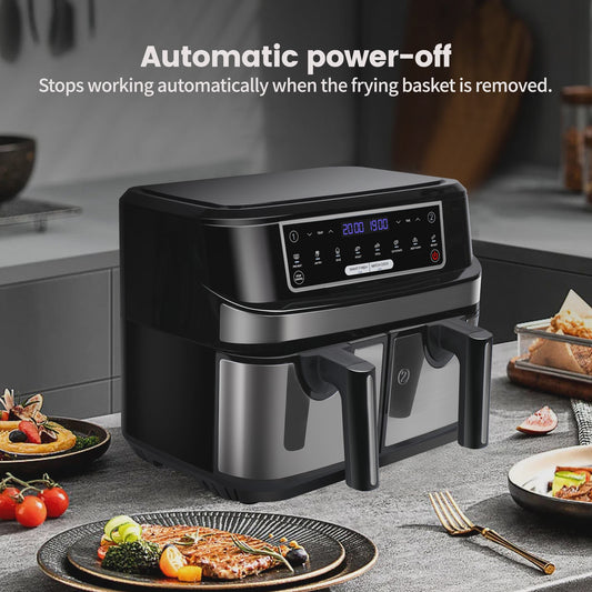 Dubbele Airfryer XXL 9L met 2 Onafhankelijke Lades & LED Touchscreen