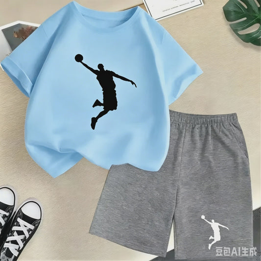 Kinder T-shirt en Short Set - Zomer Sportieve Mode met Grafische Print