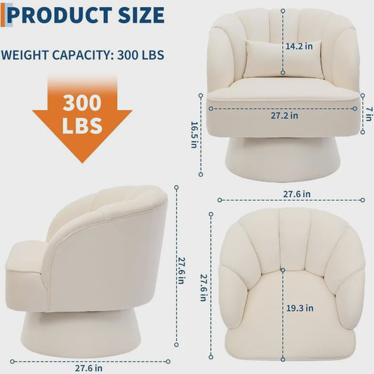 Draaibare Fluweel Lounge Fauteuil met 360° Rotatie - Comfortabele Leesstoel