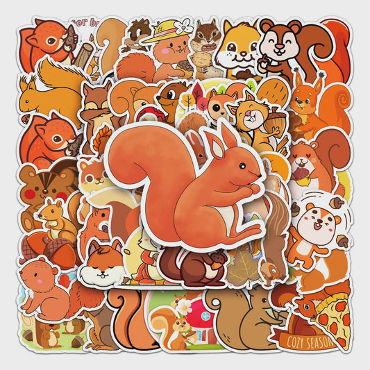 50x Schattige Eekhoorn Stickers - Waterdicht & Vinyl voor Skateboard, Snowboard & Meer